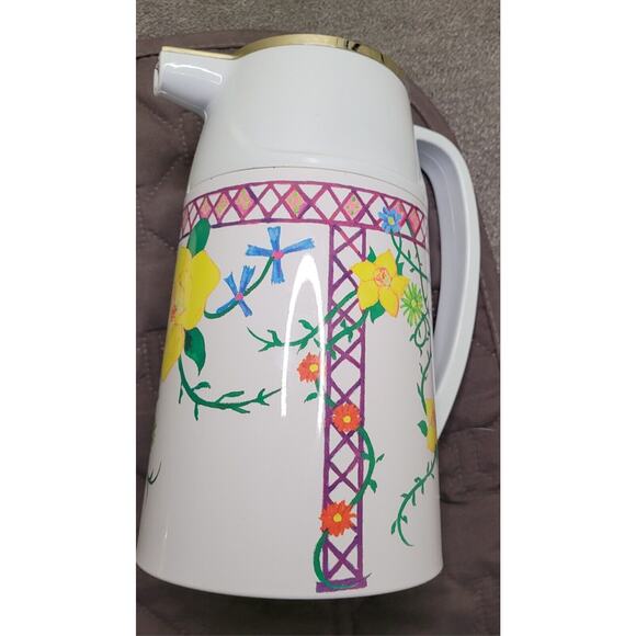 Vintage Potter & Smith 1L Coffee Carafe Floral Insulated Glass Lined EUC - Picture 3 of 8